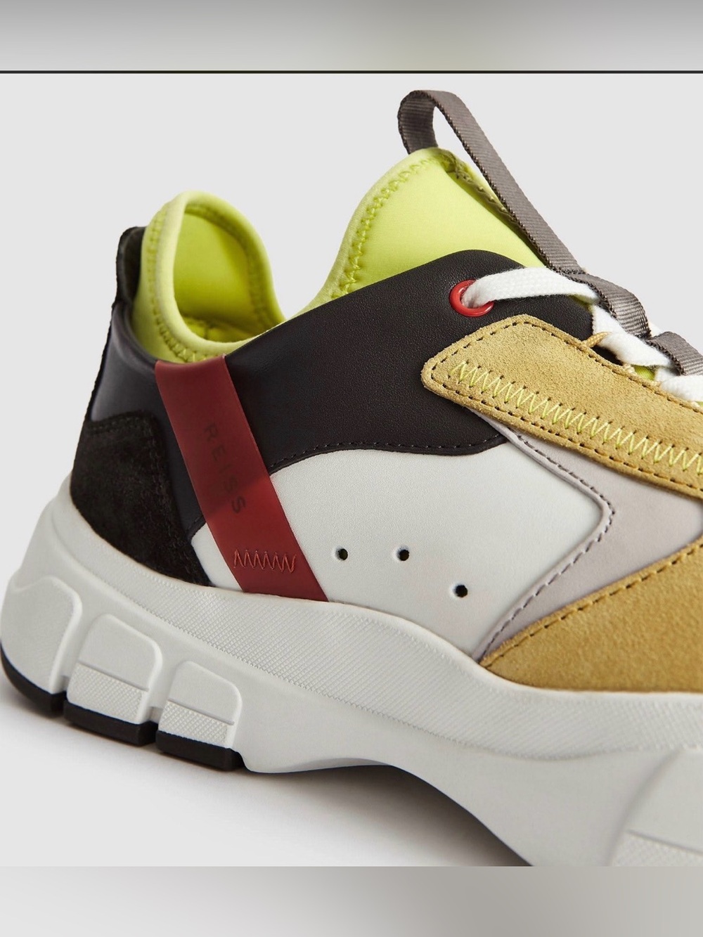 Reiss Men's Multicolor Liam Monster Sneaker size US 10 in Grey/Yellow